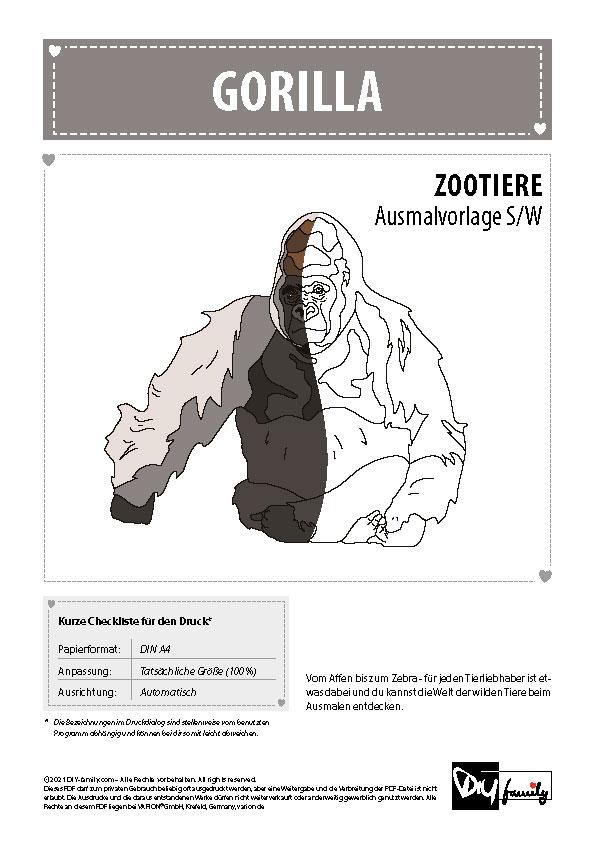 Gorilla – Einzelausmalvorlagen