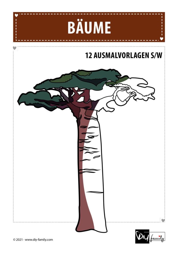 Bäume – Ausmalvorlagen Sammlung