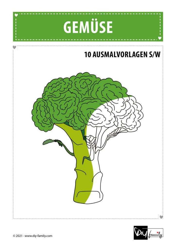 Gemüse – Ausmalvorlagen Sammlung