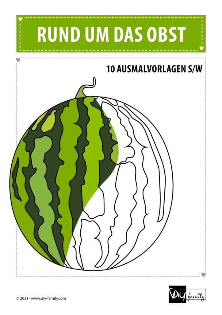 Rund um das Obst – Ausmalvorlagen Sammlung
