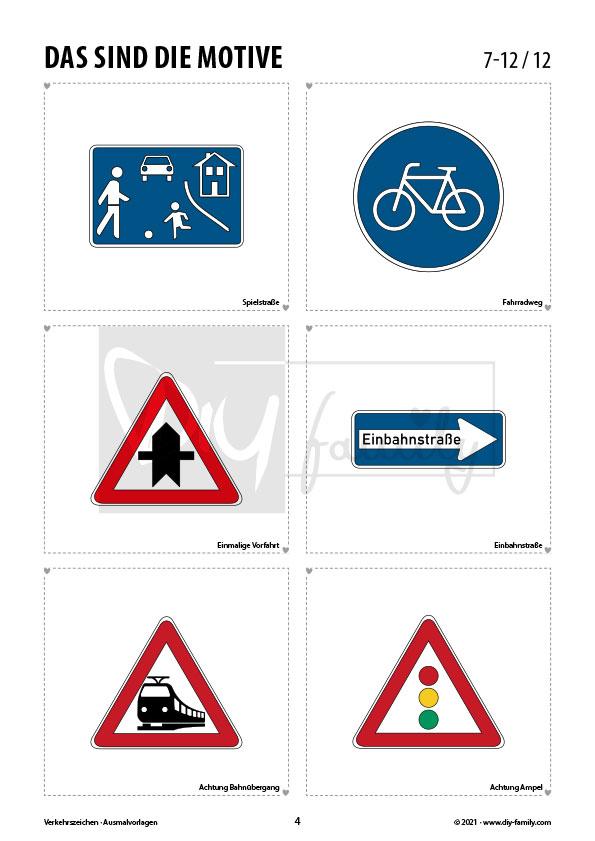 Verkehrszeichen 1 – Ausmalvorlagen Sammlung