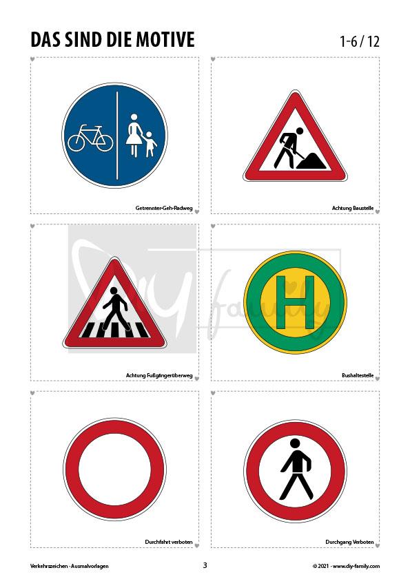 Verkehrszeichen 2 – Ausmalvorlagen Sammlung