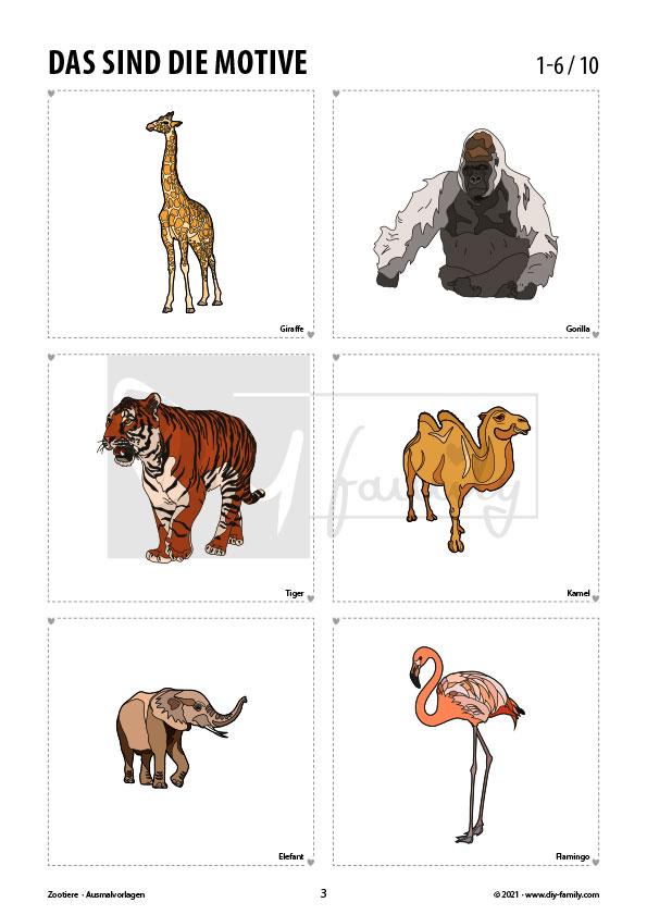 Zootiere – Ausmalvorlagen Sammlung
