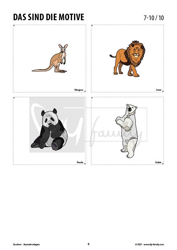 Zootiere – Ausmalvorlagen Sammlung
