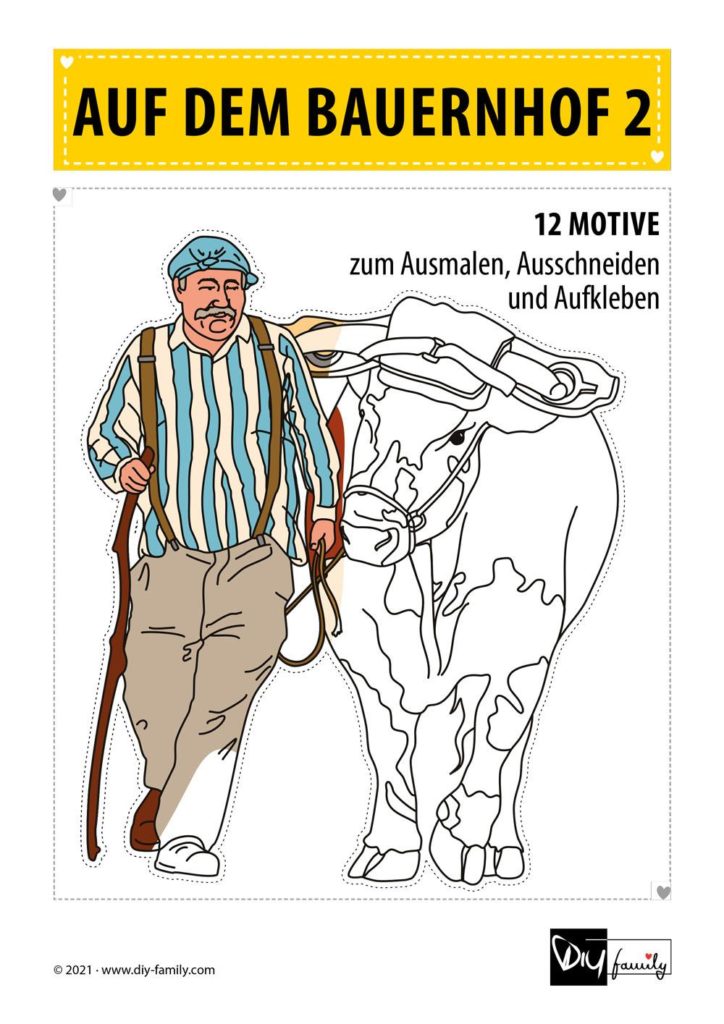 Bauernhof 2 – Motive zum Ausmalen, Ausschneiden und Aufkleben