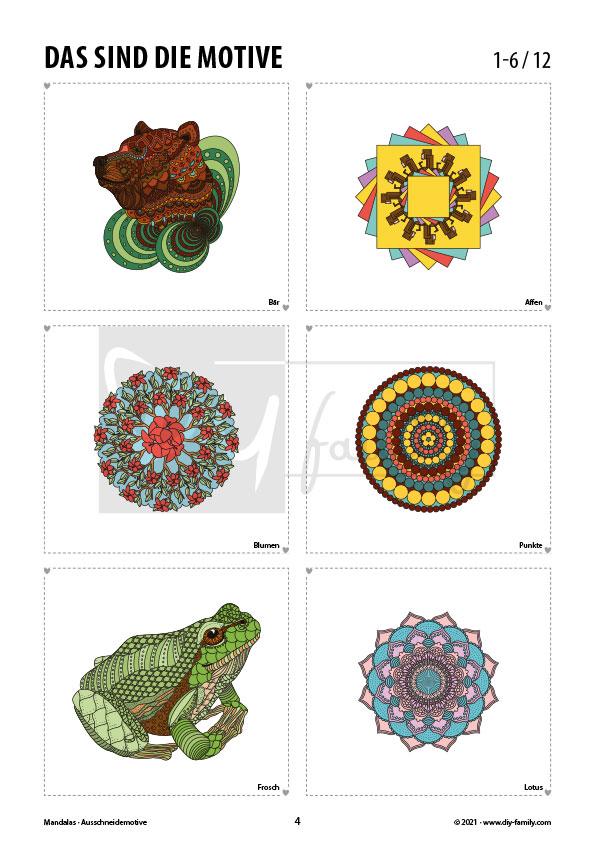 Mandalas – Motive zum Ausmalen, Ausschneiden und Aufkleben