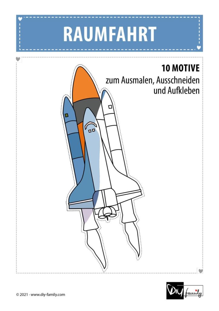 Raumfahrt – Motive zum Ausmalen, Ausschneiden und Aufkleben