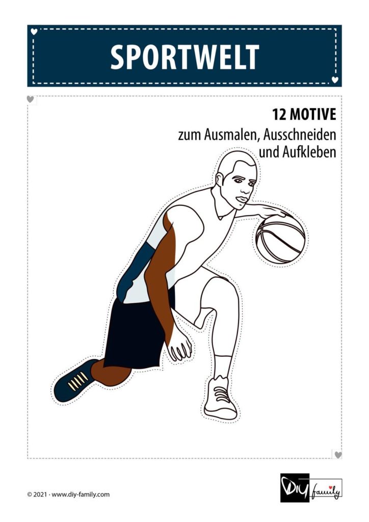 Sportwelt – Motive zum Ausmalen, Ausschneiden und Aufkleben
