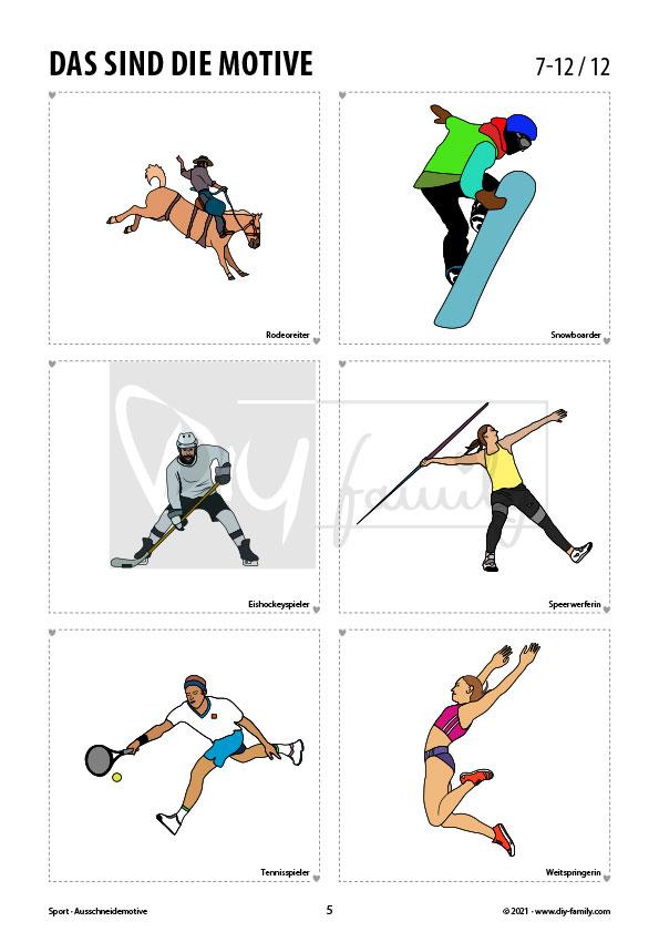 Sportwelt – Motive zum Ausmalen, Ausschneiden und Aufkleben