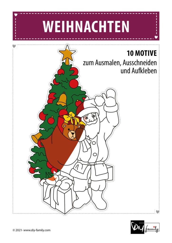 Weihnachten – Motive zum Ausmalen, Ausschneiden und Aufkleben