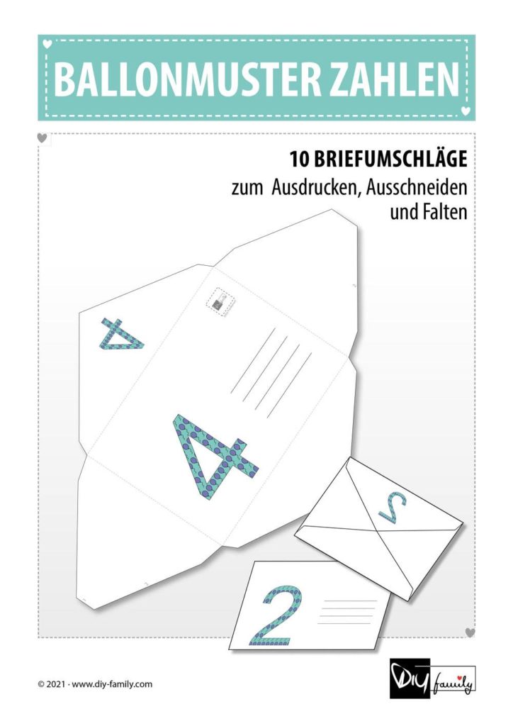 Briefumschläge Ballonmusterzahlen