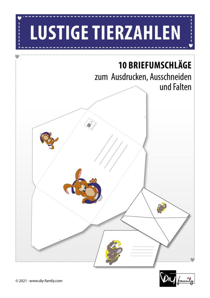 Briefumschläge lustige Tierzahlen