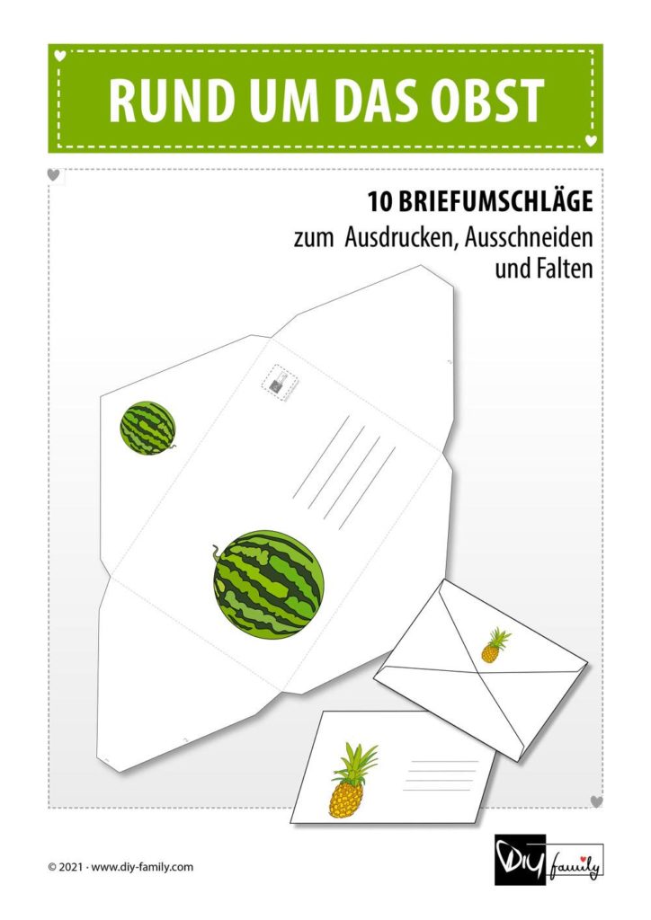Briefumschläge rund um das Obst