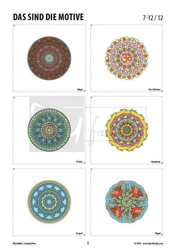 Mandalas – Lesezeichen zum Ausdrucken, Ausmalen und Basteln