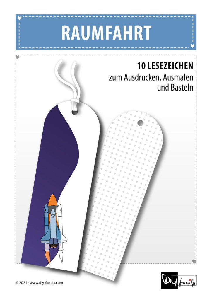 Raumfahrt – Lesezeichen zum Ausdrucken, Ausmalen und Basteln