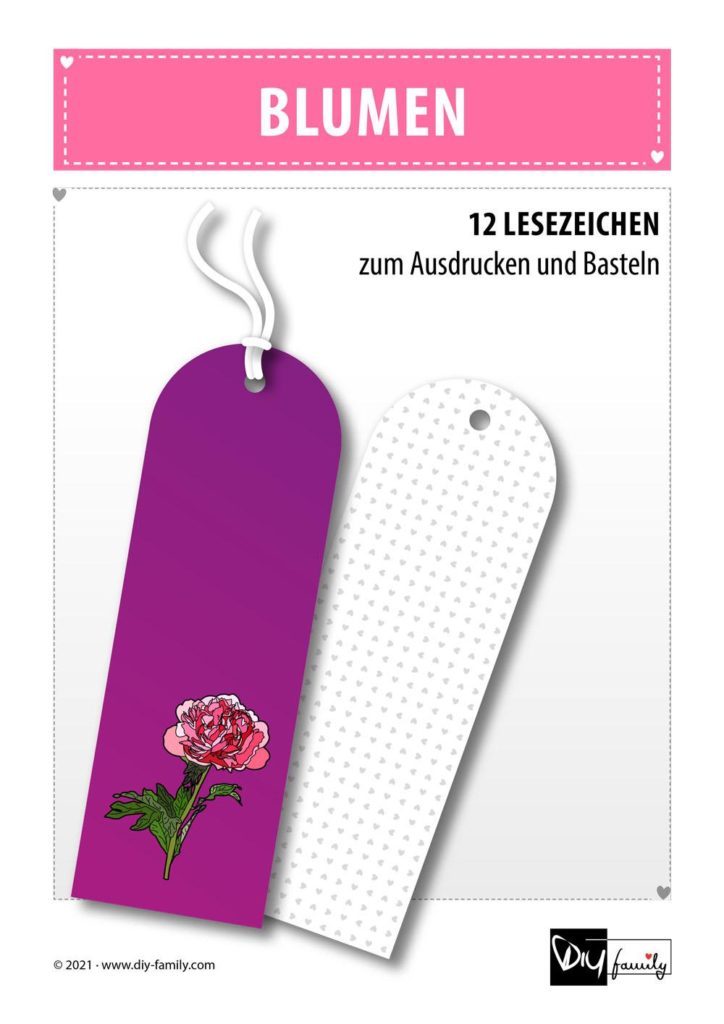 Blumen – Lesezeichen zum Ausdrucken und Basteln