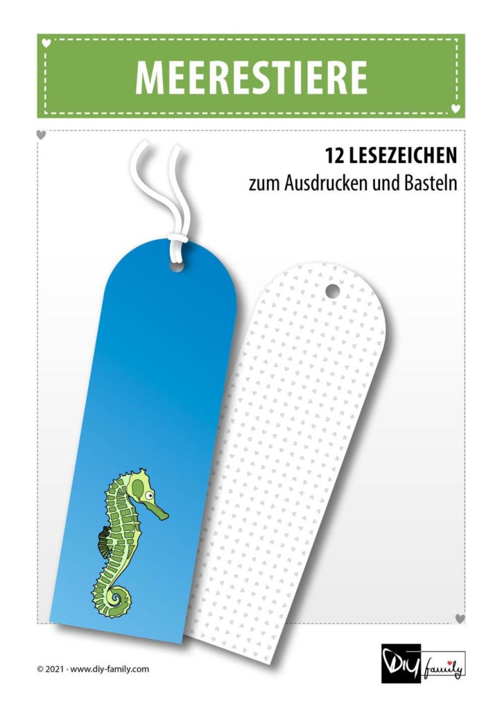 Meerestiere – Lesezeichen zum Ausdrucken und Basteln