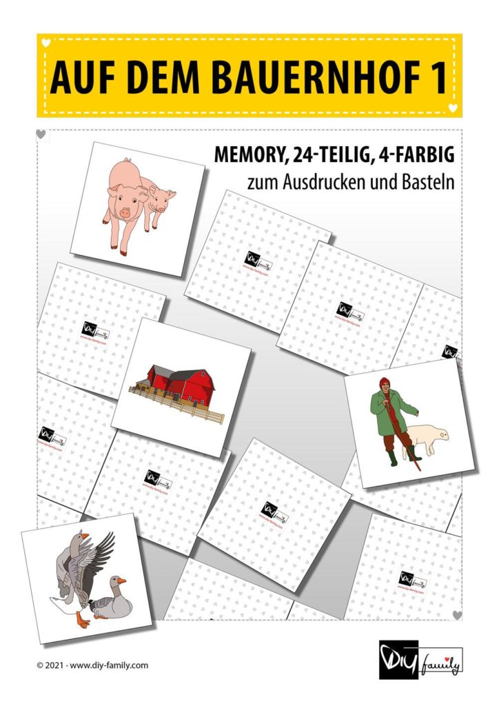 Bauernhof 1 – Memory zum Ausschneiden