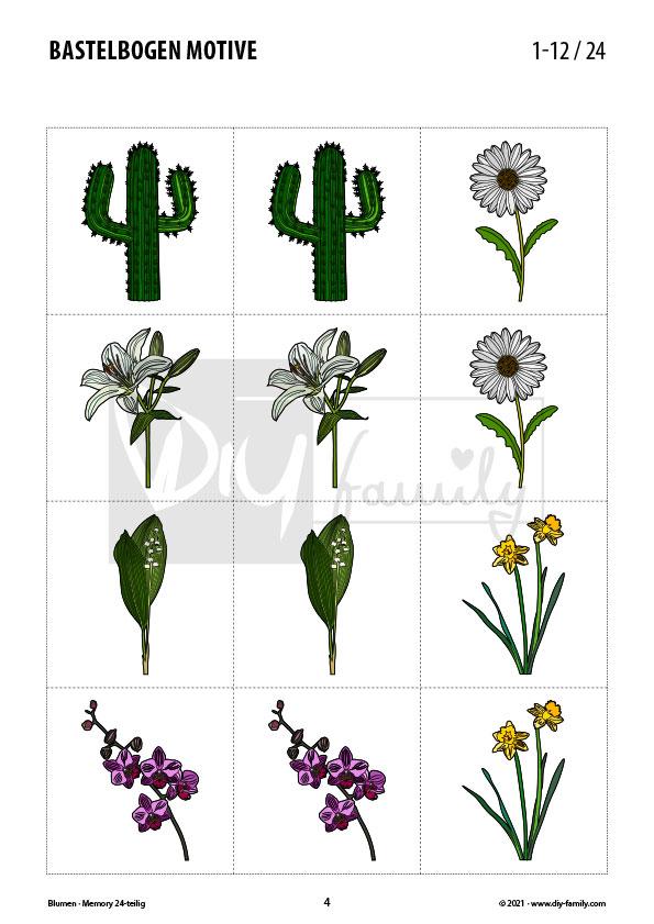 Blumen – Memory zum Ausschneiden