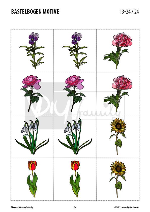 Blumen – Memory zum Ausschneiden