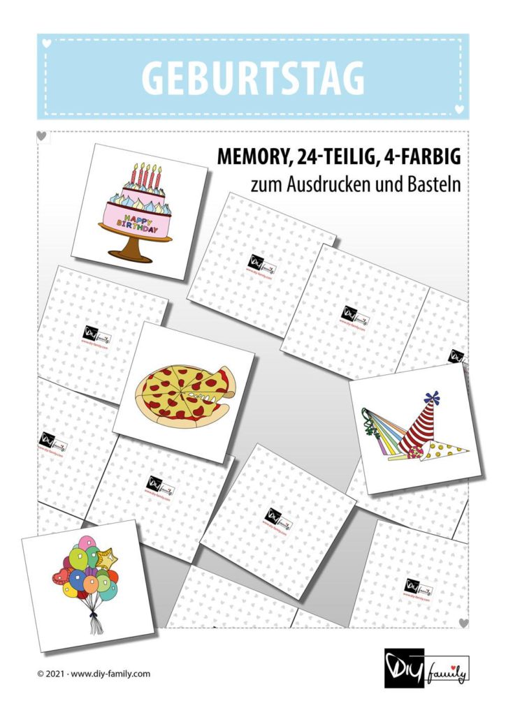 Geburtstag – Memory zum Ausschneiden