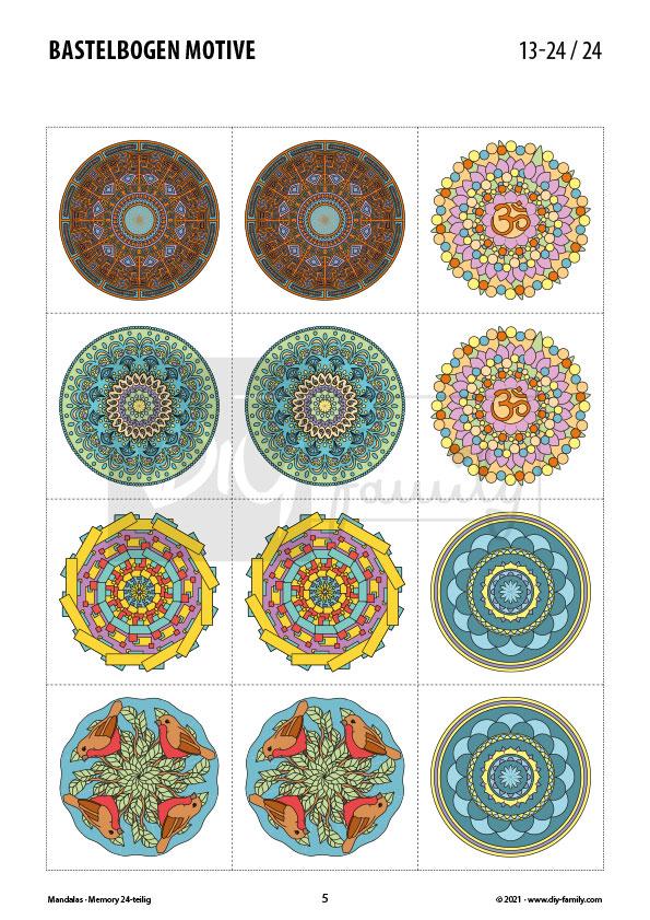 Mandalas – Memory zum Ausschneiden