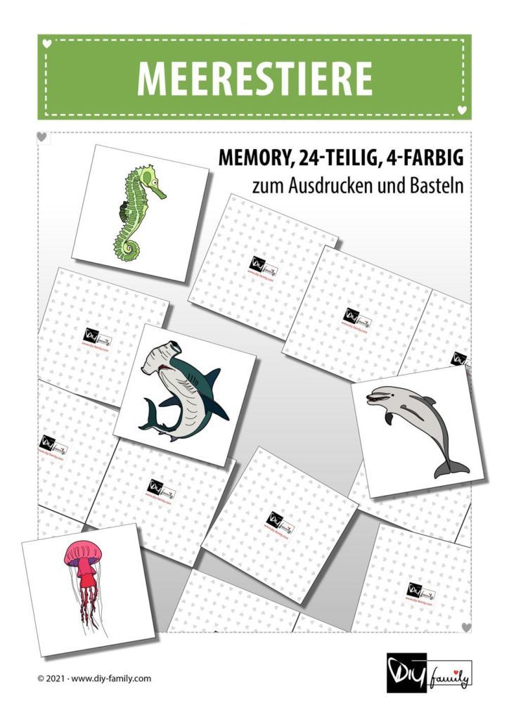 Meerestiere – Memory zum Ausschneiden