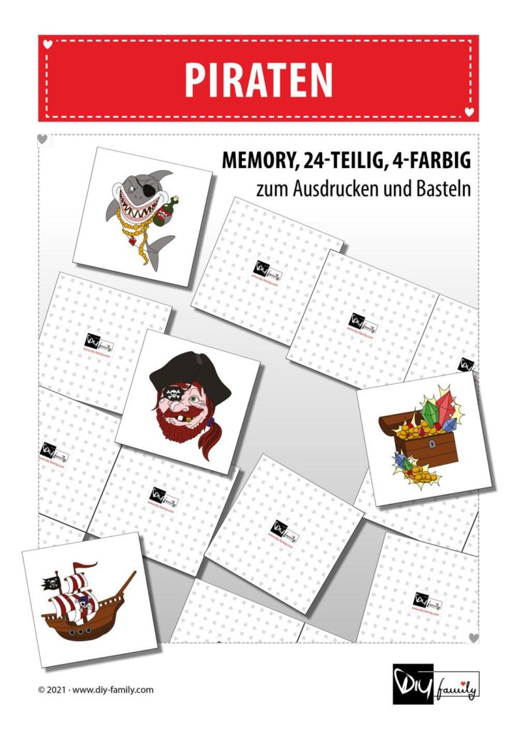 Piraten – Memory zum Ausschneiden
