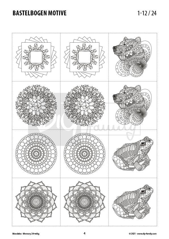 Mandalas – Memory zum Ausschneiden und Ausmalen