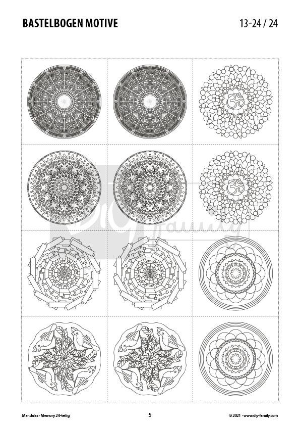 Mandalas – Memory zum Ausschneiden und Ausmalen