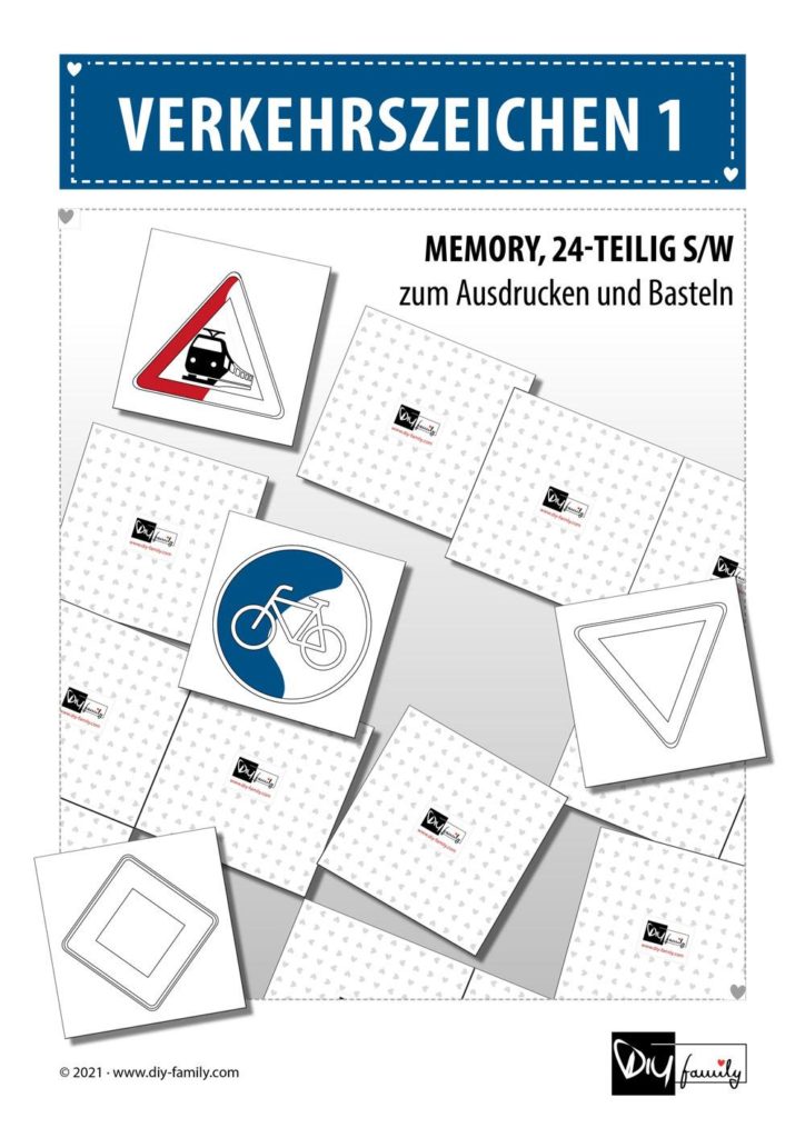 Verkehrszeichen 1 – Memory zum Ausschneiden und Ausmalen