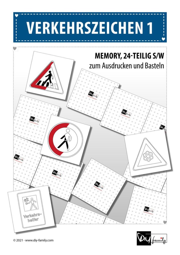 Verkehrszeichen 2 – Memory zum Ausschneiden und Ausmalen