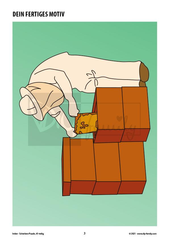 Imker – Scherben-Puzzle zum Ausdrucken, Ausschneiden und Ausmalen