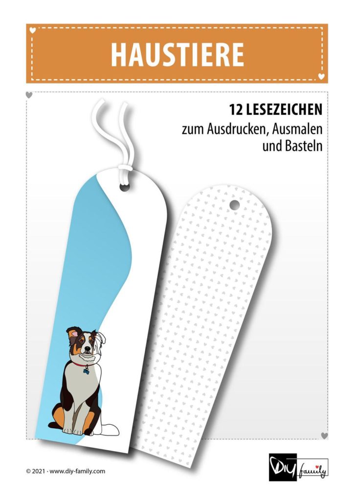 Haustiere – Lesezeichen zum Ausdrucken, Ausmalen und Basteln