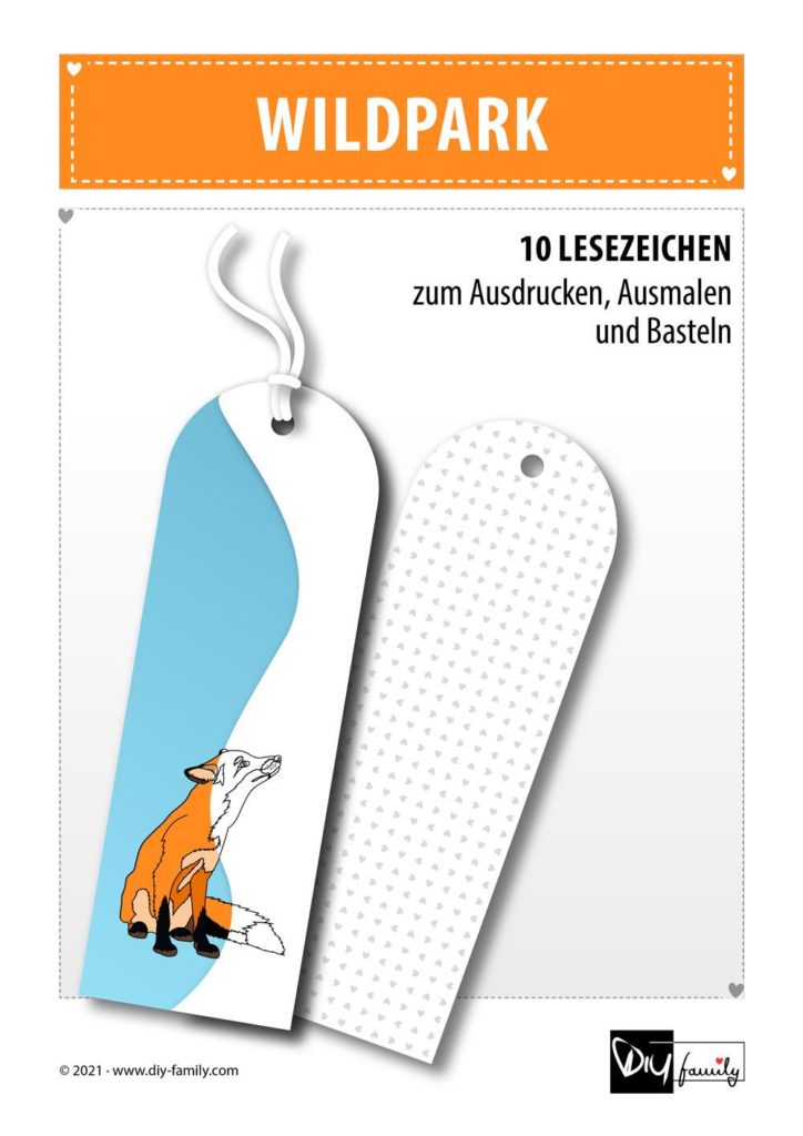 Wildpark – Lesezeichen zum Ausdrucken, Ausmalen und Basteln