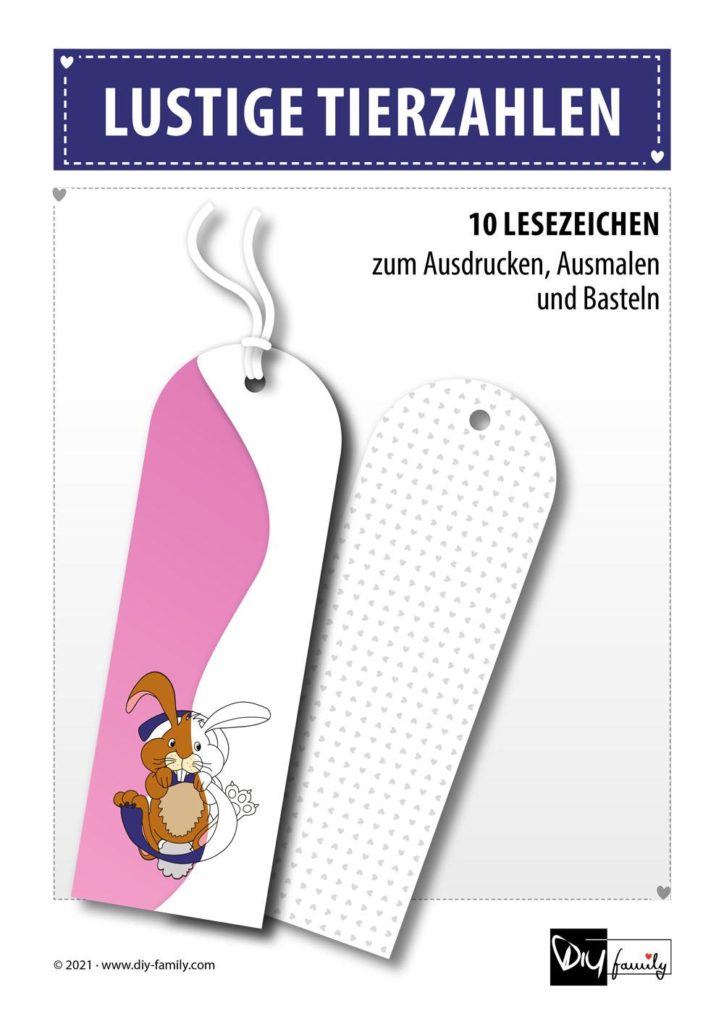 Lustige Tierzahlen – Lesezeichen zum Ausdrucken, Ausmalen und Basteln
