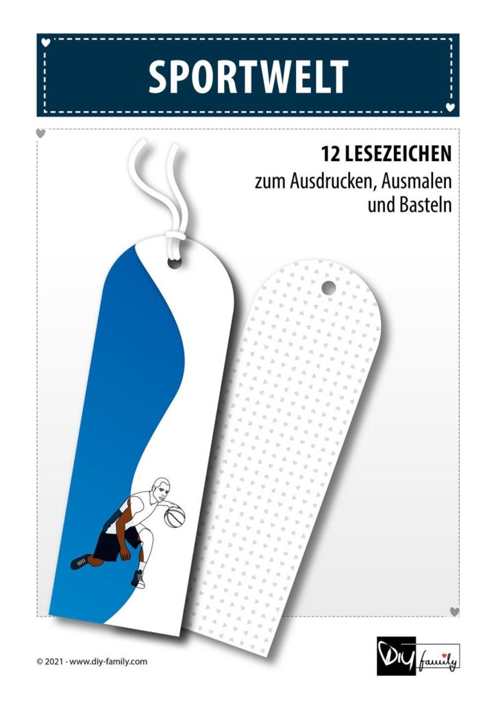 Sportwelt – Lesezeichen zum Ausdrucken, Ausmalen und Basteln