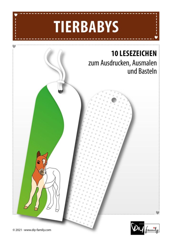 Tierbabys – Lesezeichen zum Ausdrucken, Ausmalen und Basteln