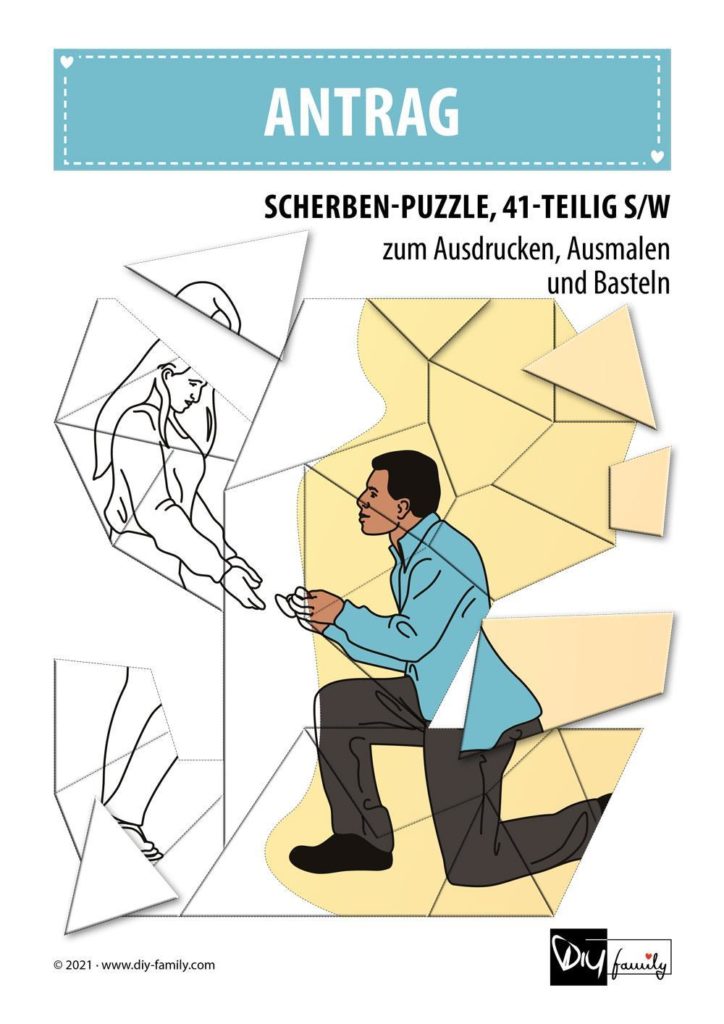 Antrag – Scherben-Puzzle zum Ausdrucken, Ausschneiden und Ausmalen