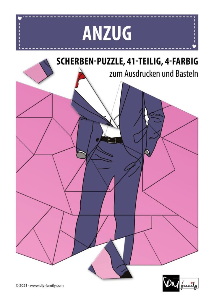 Anzug – Scherben-Puzzle zum Ausdrucken und Ausschneiden