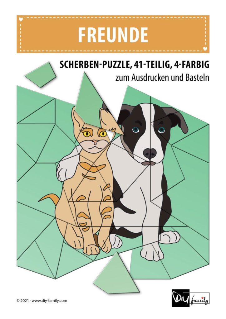 Freunde – Scherben-Puzzle zum Ausdrucken und Ausschneiden