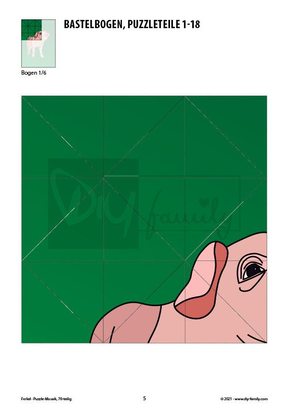Ferkel – Mosaikpuzzle zum Ausschneiden und Basteln