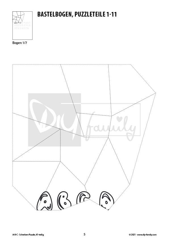 A-B-C– Scherben-Puzzle zum Ausdrucken, Ausschneiden und Ausmalen