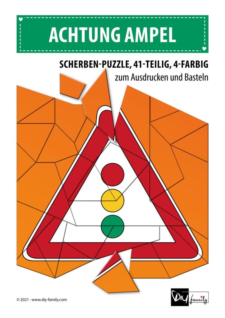 Achtung Ampel – Scherben-Puzzle zum Ausdrucken und Ausschneiden