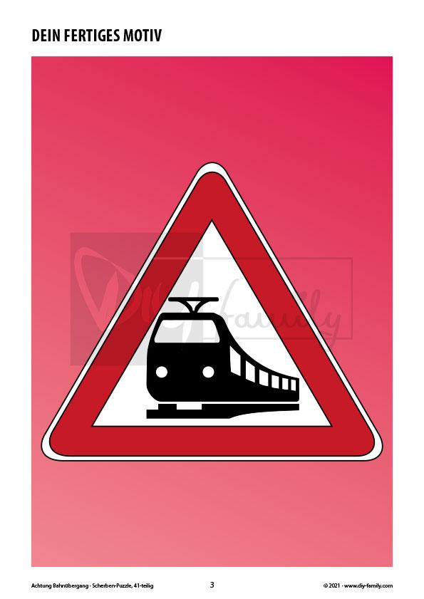Bahnübergang – Scherben-Puzzle zum Ausdrucken, Ausschneiden und Ausmalen