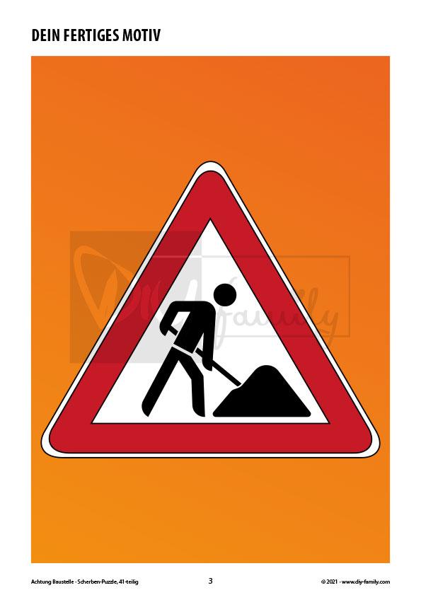 Achtung Baustelle – Scherben-Puzzle zum Ausdrucken und Ausschneiden