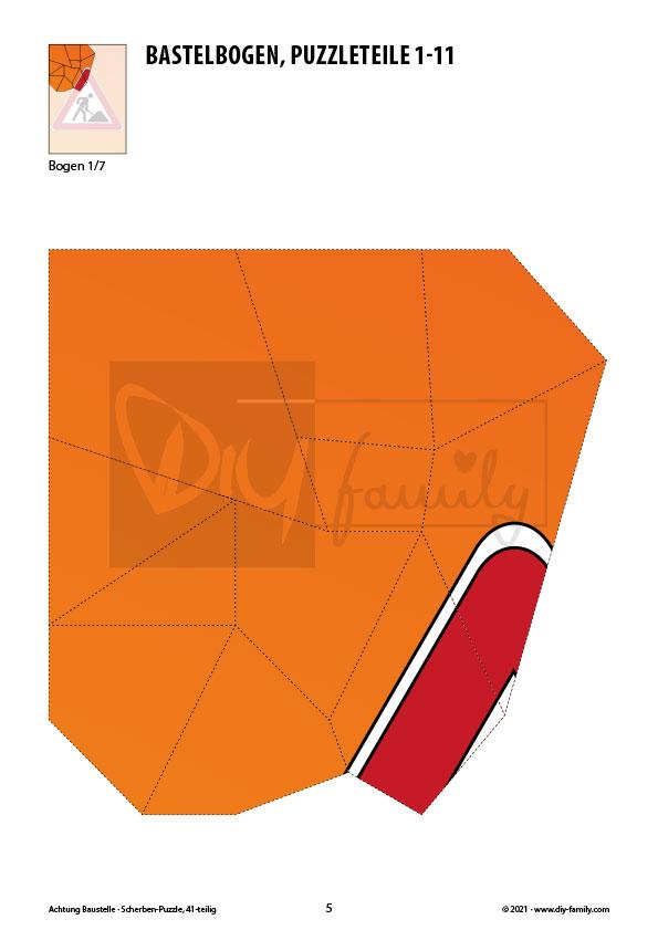 Achtung Baustelle – Scherben-Puzzle zum Ausdrucken und Ausschneiden