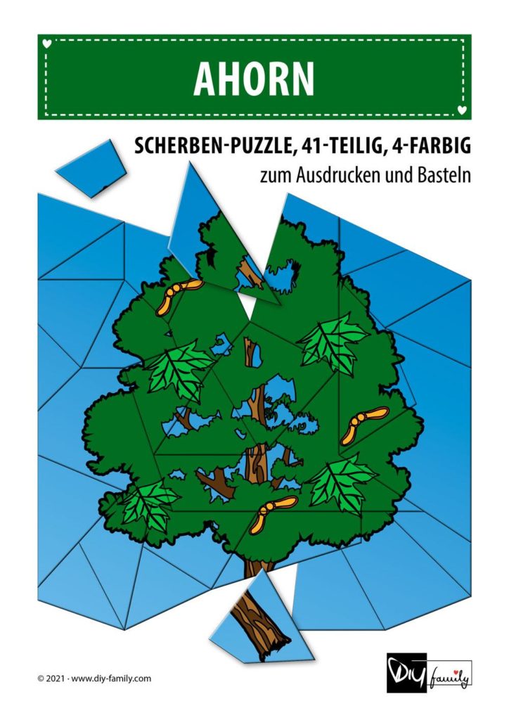 Ahorn – Scherben-Puzzle zum Ausdrucken und Ausschneiden
