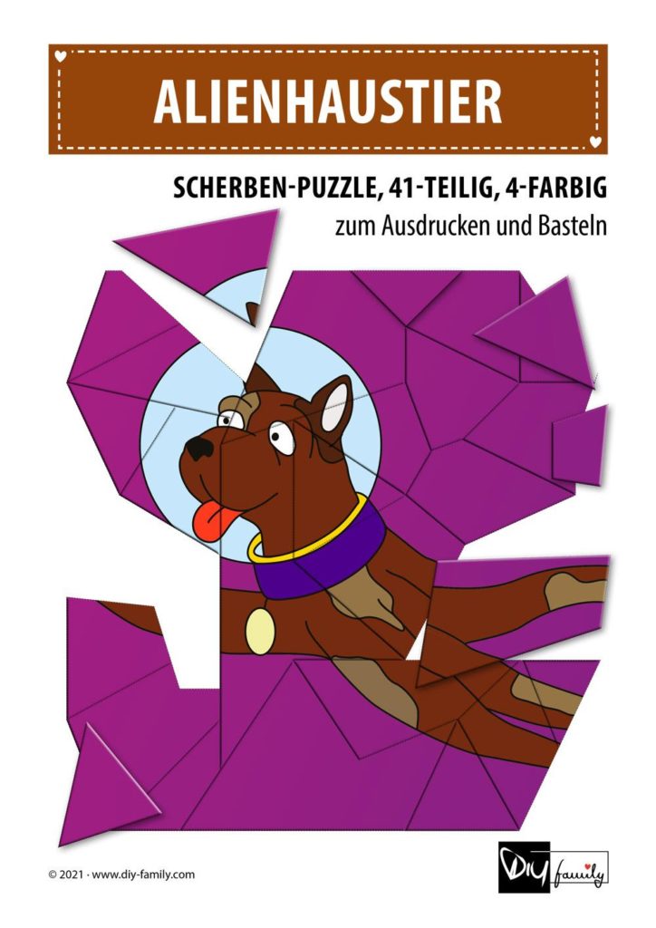 Alienhaustier – Scherben-Puzzle zum Ausdrucken und Ausschneiden