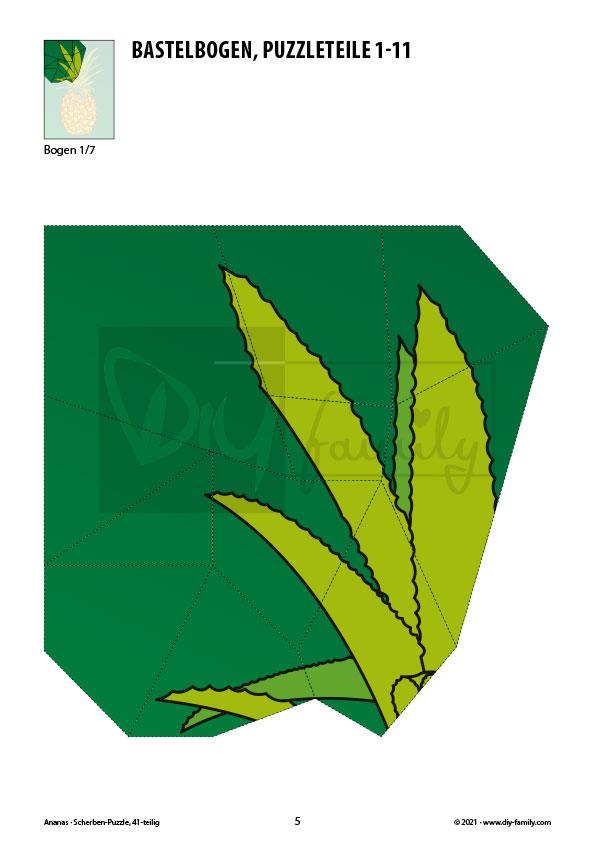 Ananas – Scherben-Puzzle zum Ausdrucken und Ausschneiden